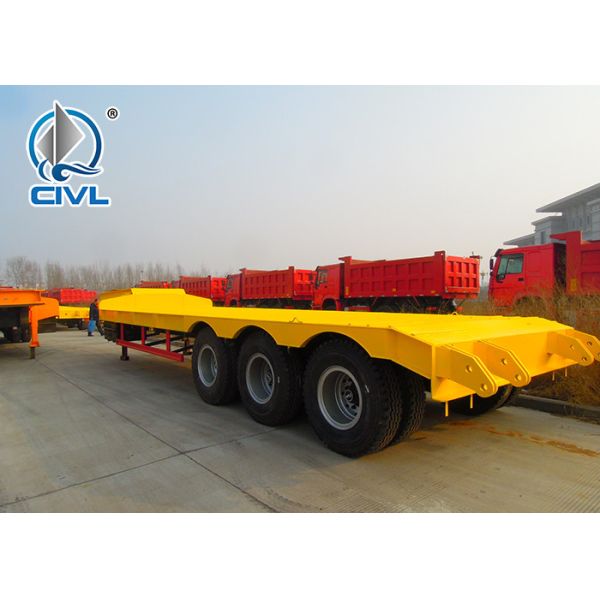 Yellow 3 Axles Low Bed Semi Trailer Trucks / 20T 30T Manual side tipper Truck Trailer Howo