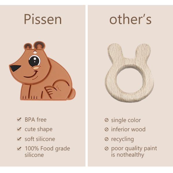 Младенец Teether BPA свободное Eco силикона качества еды медведя дружелюбное
