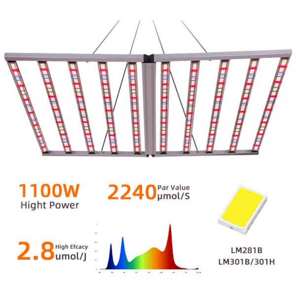Foldable Dimmable 10 Bars LED UV Plant Light 1100W UV Grow Lights For Plants
