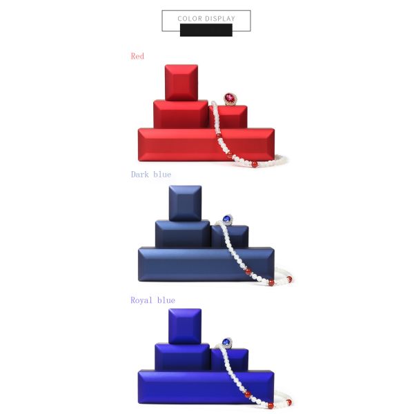 Caja de embalaje de anillos de joyería de acabado de piano blanco iluminado con LED con pintura para hornear y revestimiento de flanelleta