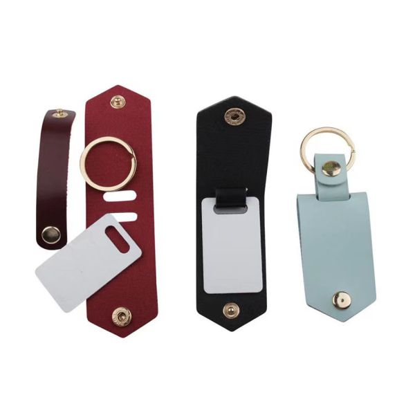 Custom Leather Key Chain Sublimation Metal Keychain With Printable Aluminum Sheet