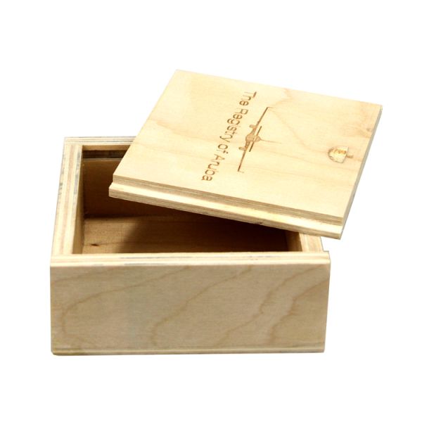 Customized Natural Unfinished Square Wood Packaging Box with Sliding Lid and Material