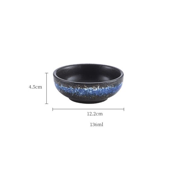 Savall Black Porcelain Dishes Set 136ml Diameter 12.2cm Black Porcelain Bowls