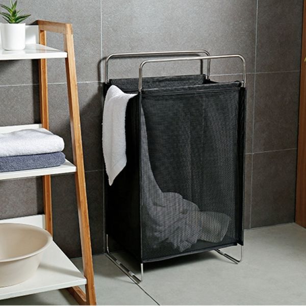 2022 Wholesale Large Nylon S304 Bathroom Kids Baby Foldable Collapsible Portable Fabric Dirty Laundry Basket with Handle