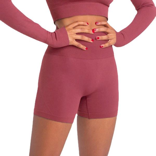 Seamless sports solid color tight shorts high waist elastic hip fast dry fitness yoga pants woman