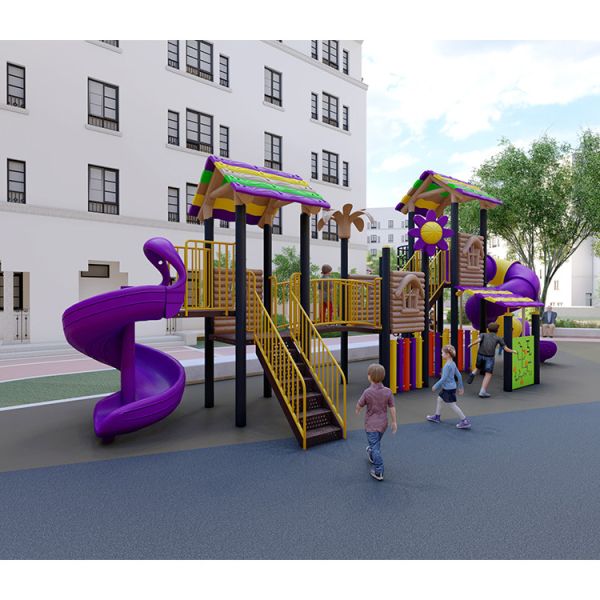 Скольжение игры детей столба алюминиевого сплава на открытом воздухе пудрит покрытый