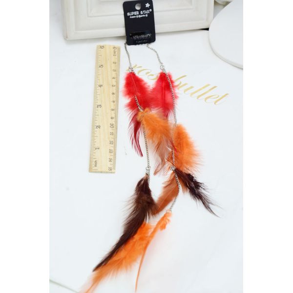 Bohemia long section of high spirit decorated with colored feathers hairpin hairpin