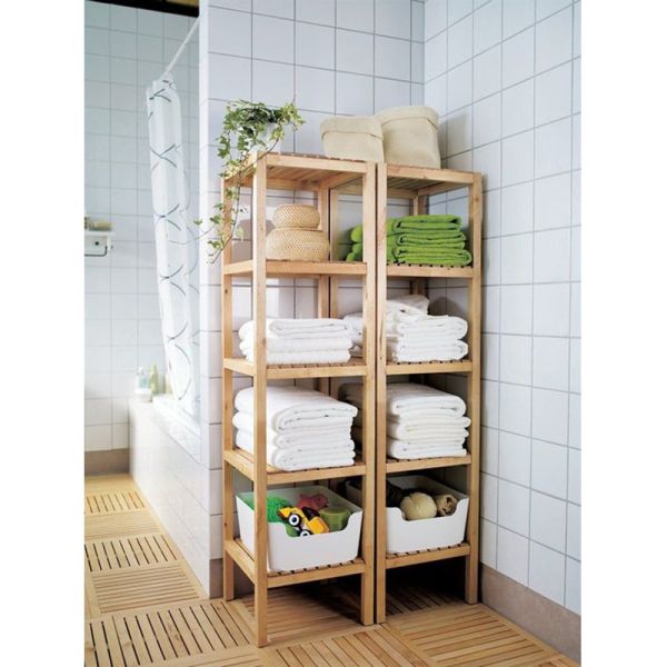 new design home use multi-functional bamboo bathroom towel shelves