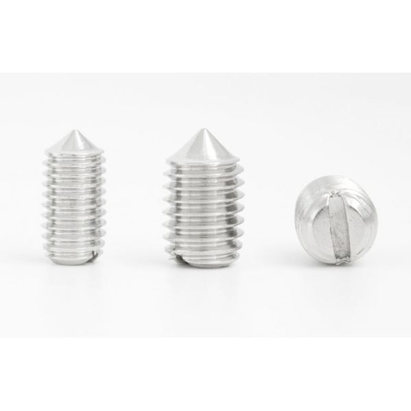 DIN553 Stainless Steel Cone-Point Slotted Drive Set Screws  Slotted Cone-Point Headless Screws
