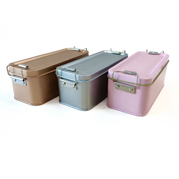 Rectangular Metal Cake Tin Cans Storage Box Hinge Lid Cookie Candy Food