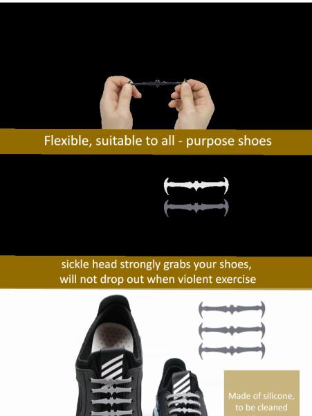 Custom Bundlel Tieless Silicone Laces , Soft Collapsible Colorful Elastic Shoe Strings