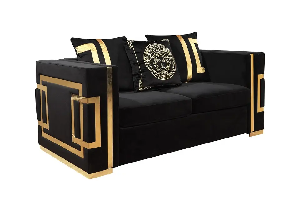 2018 ODM Black Gold Home Furniture Sofas Anti Abrasion Fabric Material
