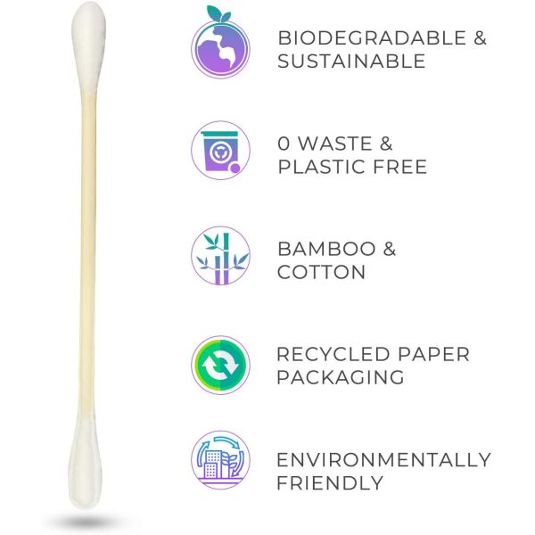 S&j Green Environment Medical Cotton Swabs Wooden Stick Premium Bamboo Stick Cotton Buds