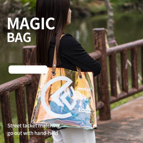 Custom Beach Bag Wholesale Pvc Shopping Bag Luxury Waterproof Holographic Clear Tote Bags With Logo Women Cosmetic Handbags