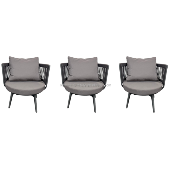 Yoshen Modern Outdoor Arm Chair with Handwoven Rope Seat and Aluminum Frame