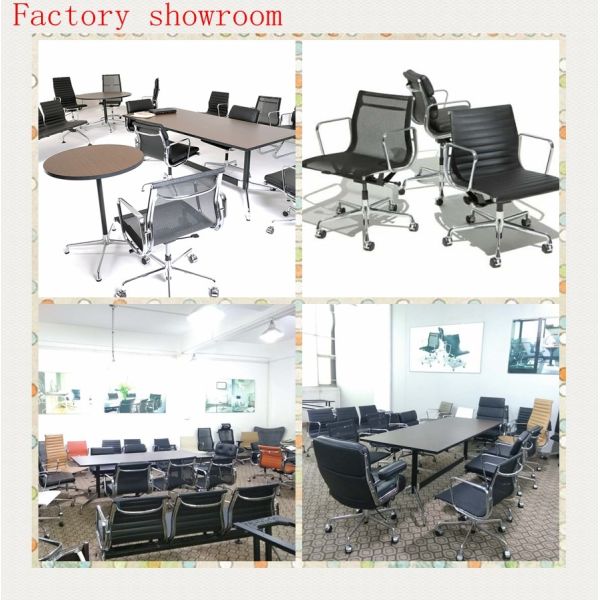 Conference Mid Back Ribbed Leather Aluminum Alloy Frame Office Chair