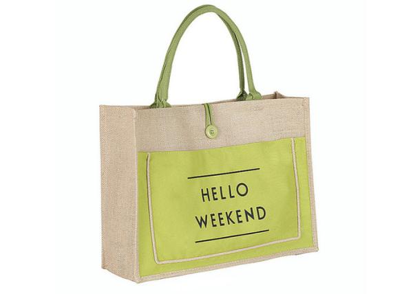 Eco - Friendly Jute Shopping Bags Large Capacity With Sturdy Shoulder Straps