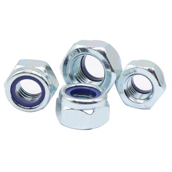Factory Supply DIN985 Zinc Plated Steel Blue Nylon-Inserts Locknuts