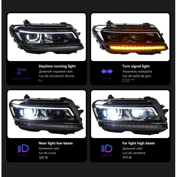 Demillon Turn Signal for Volkswagen Tiguan L Headlight2017-2020 Modified High-End Led Headlights Daytime Running Lights