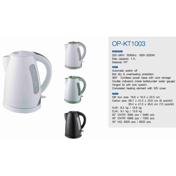 Auto Shut-off Electric Water Kettle with Fast Heating Speed and Electric Power Source