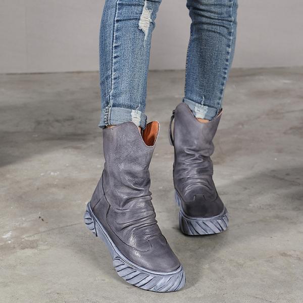 S215 Factory thick velvet autumn and winter new style cowhide boots polish color handmade ethnic retro leather women's s