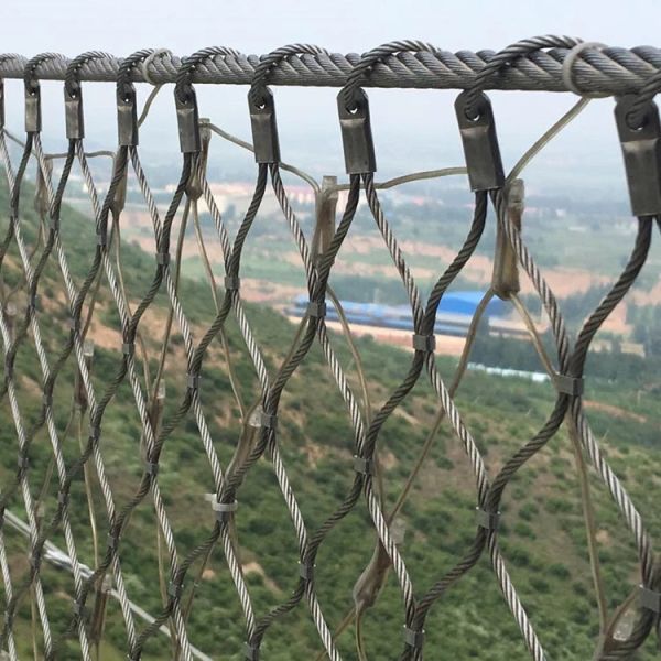 Facade Cladding 304 Stainless Steel Cable Mesh Woven Wire Rope Mesh 2.0mm For Suspension Bridge