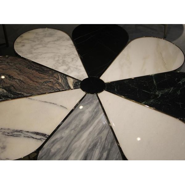 Tabela de chá de mármore do lazer nórdico do metal da mobília da entrada do hotel da forma da flor