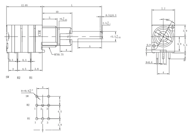 Biaxial Core Carbon Composition Potentiometer 8mm Moisture Proof Metal Shell