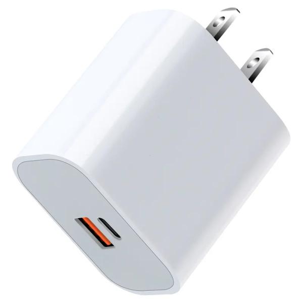 US 2 pin 30W cargador de pared de doble puerto USB-C y USB-A de salida de carga rápida adaptador de energía para teléfono, tableta, cámara