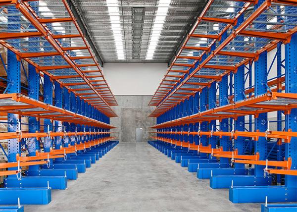 Extra Heavy Duty Cantilever Storage Rack With Blue Orange Powder Coating for Lengthy Cargo