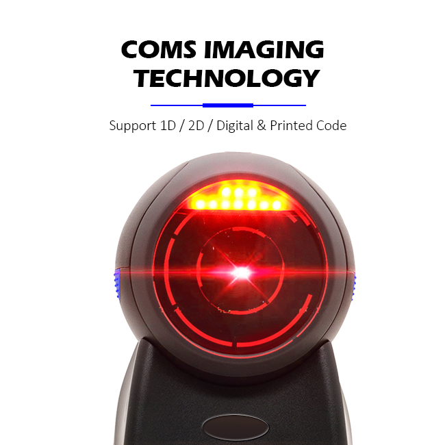 Handsfree Desktop Omnidirectional Barcode Scanner 60fps CMOS QR Barcode Reader