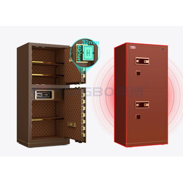 120kg Patented Bolts Dual Alarm Biometric Safe Box Fingerprint Lock YB/N7-150D Coffee
