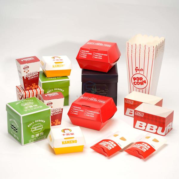 Customized hamburger box packaging french fries fried chicken box paper fast food box cardboard