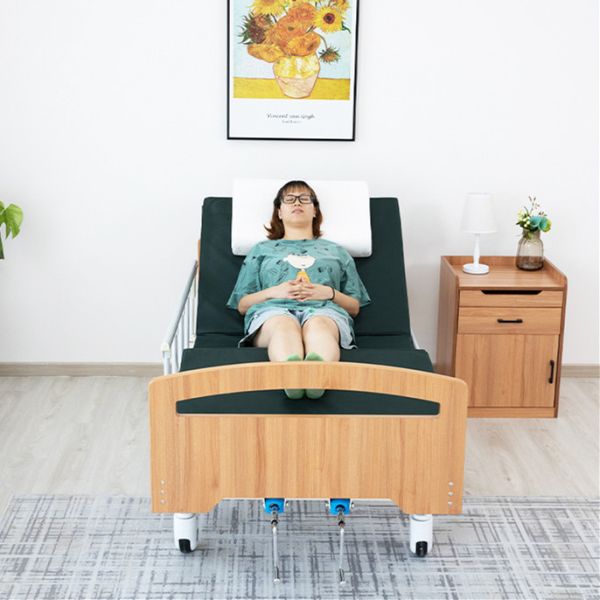 Adjustable Manual Hospital Bed Back Raising Hospital Style Beds Wooden Bed Head With Rails