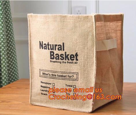 Jute Dirty clothes basket Foldable Dirty Clothes Washing Laundry Basket, Picnic Basket, Clothes Jute Basket, Food Storag