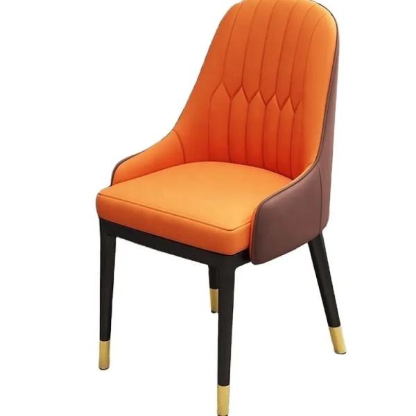 Silla de comedor de cuero de PU moderna con patas de metal - ajustable
