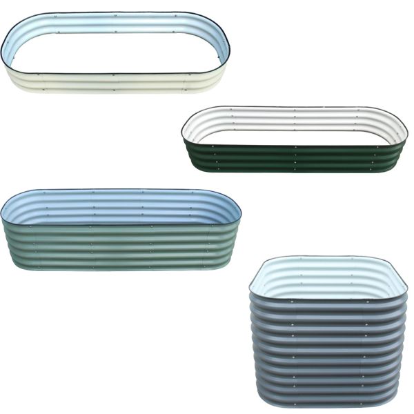 Galvanized Steel Raised Garden Bed Kit 3.4*3.4*0.66 FT Metal Planter Garden Boxes Outdoor With Safety Edging And Gloves