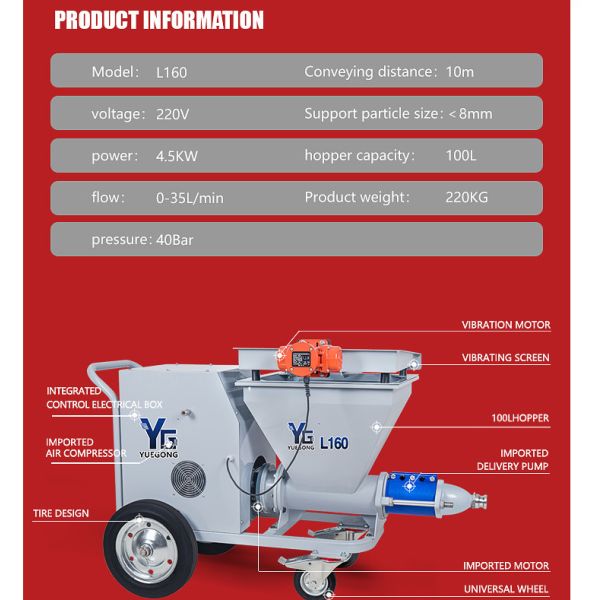 35L/min Pre Mixed Mortar Spray Machine 220V Dry Powder Spray Machine For Wall