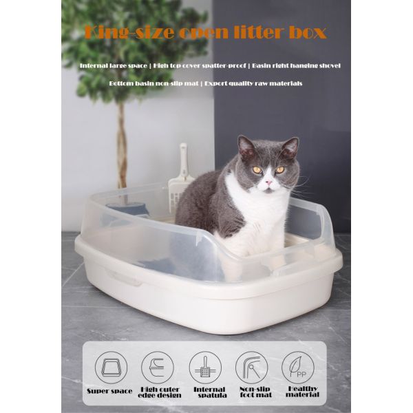 Pet Poop Clean Plastic Cat Litter Box with Oversized Open Design and Anti-splash Feature