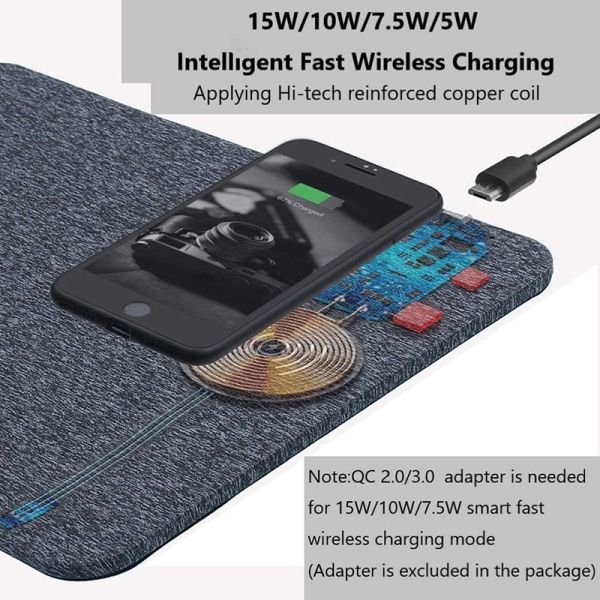 12V/1.25A Output Voltage and Current Qi Wireless Charger Mouse Mat for Multiple Devices