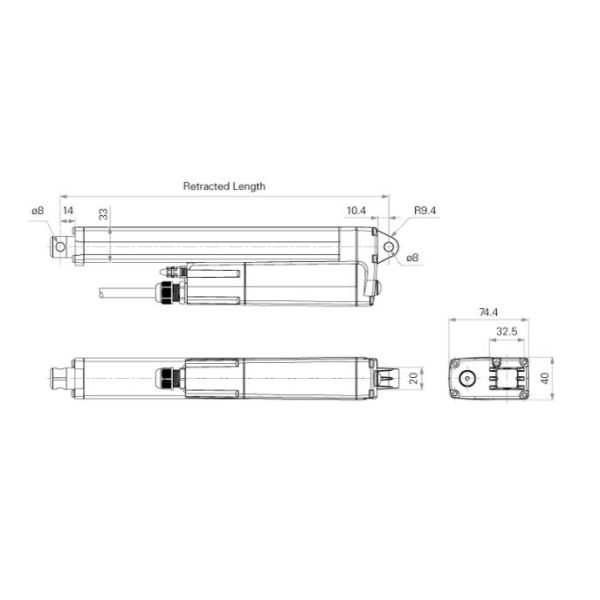 1000N 12 мм/с IP69K Промышленные электрические линейные приводы
