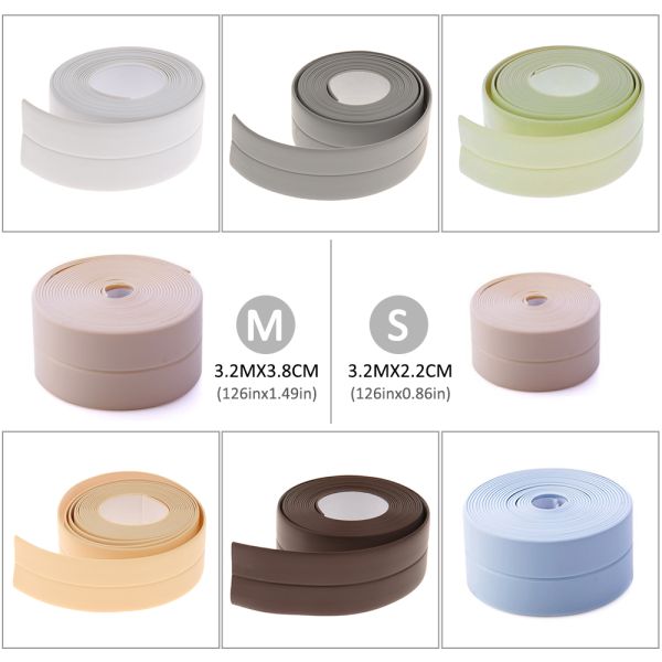 Wide 38mm Bath Kitchen Sealing Strip PVC Sticker Sink Caulk Tape Corrosion Resistant
