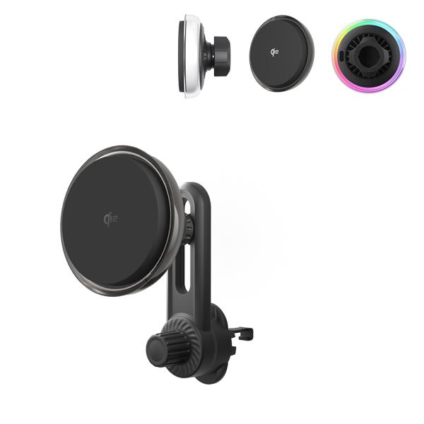Crystal Texture Magnetic Car Phone Holder With Frosted Lens And Cooling Fan For Dreamy And Personalized Aesthetics