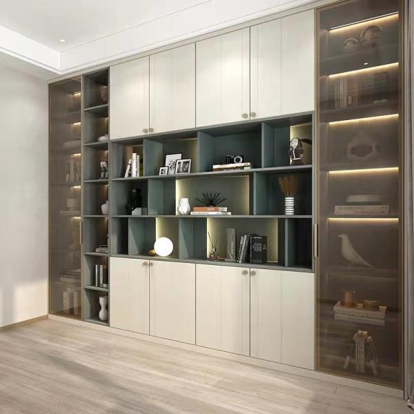 Plywood Hardwood Living Room Furniture  Glass Showcase Cabinet Display Multifunctional