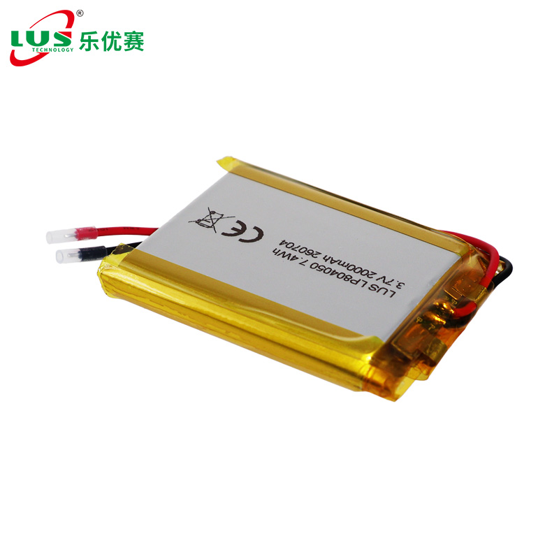 LP804050 lithium polymer battery with custom terminals 3.7V 2000mAh Rechargeable Battery