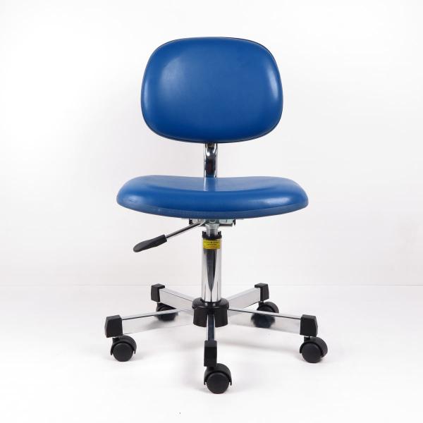 Black Ergonomic ESD Cleanroom Chairs 360 Swivel Height Adjustable PU Vinyl