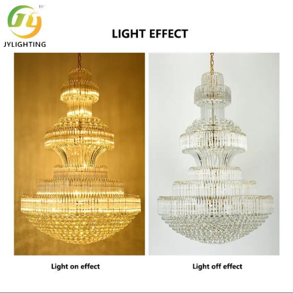 JYLIGHTING Lustrero de piso dúplex, lustrero de cristal de estilo europeo para el salón, gran salón de la villa, proyecto de lustrero para el piso entreplante