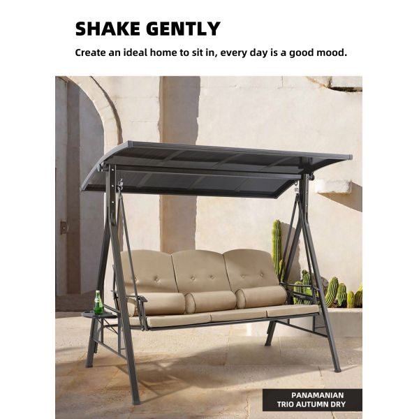 Outdoor Leisure Facilities 3 Person Metal Outdoor Patio Swing With Canopy