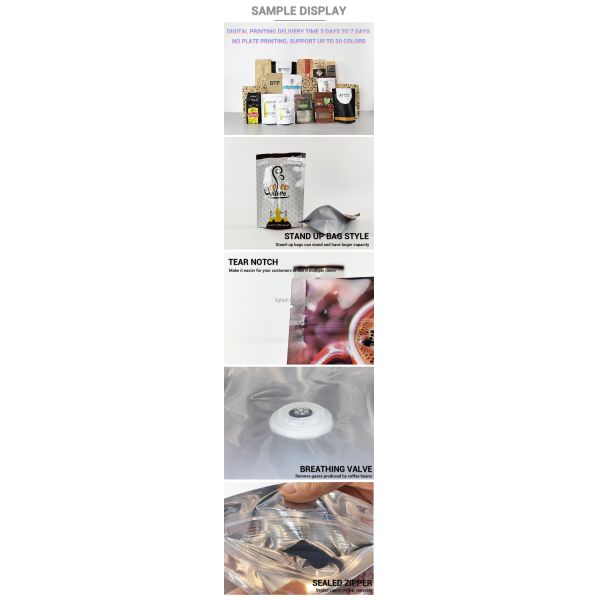 Coffee Packaging Mylar Pouch Zip Lock Stand Pouch Snack Biscuits Cookie Packaging Bags LDPE Packaging Bags Logo Custom Printing