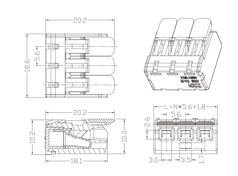 WAGO 2201 221 копия PCT 412 413 414 415 Мягкие жесткие разъемы для проводов Quick Inner 450V 32A Strip 10mm